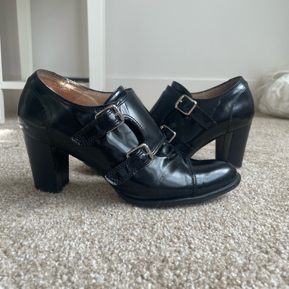 Vintage Hobbs 2-Buckle Black Leather Heels - Women’s EU 40 - Picture 2 of 9